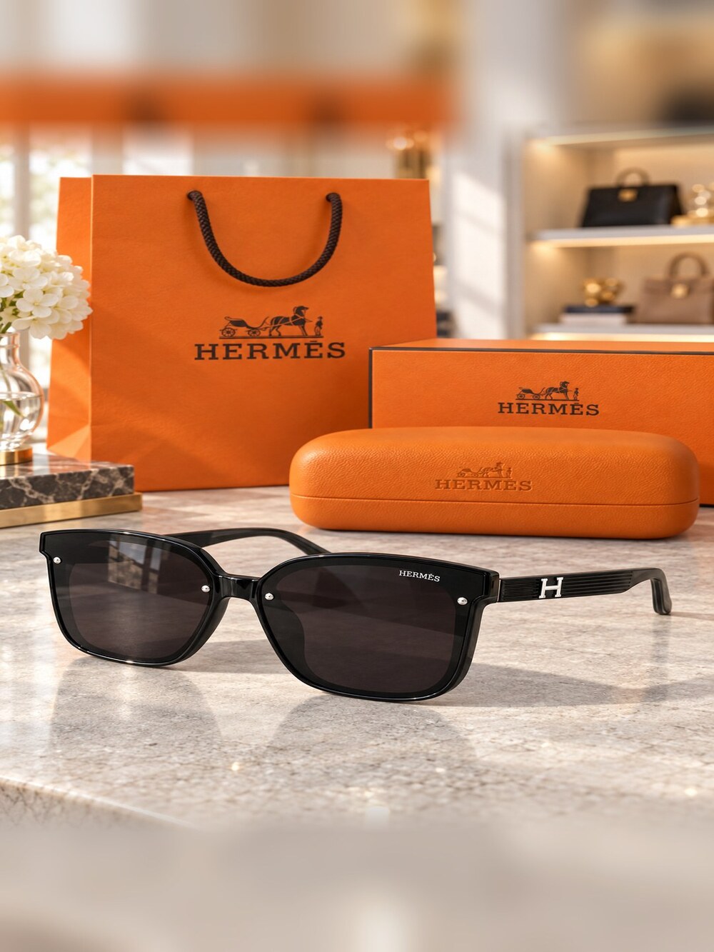 Hermes Black Silver H Sunglasses - Picture 2 of 6